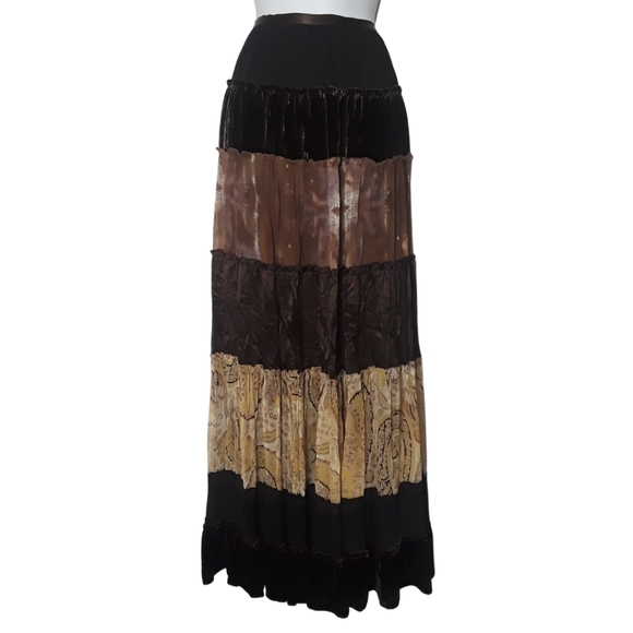 BCBGMAXAZRIA Mahogany Long Chiffon Brown Boho Skirt Medium NWT - Picture 1 of 6
